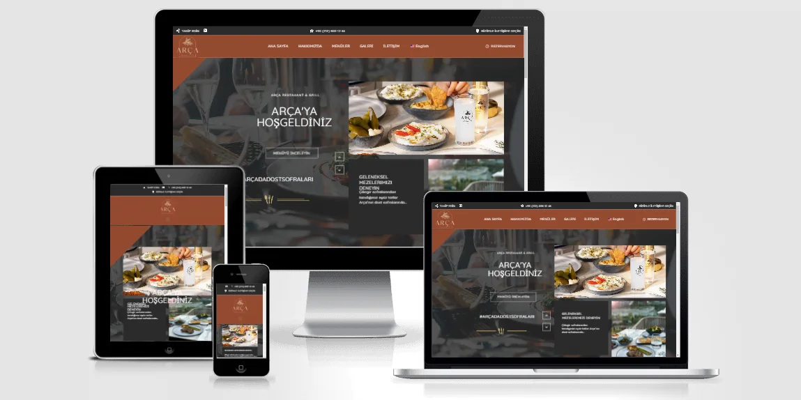 Arça Restaurant & Grill web tasarım projesi