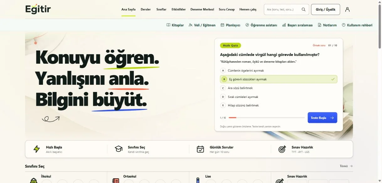 Eğitir proje görünümü