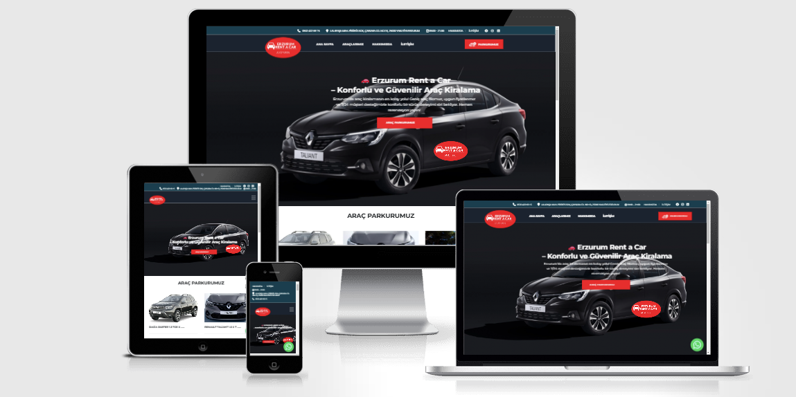 Erzurum Rent A Car web tasarım projesi
