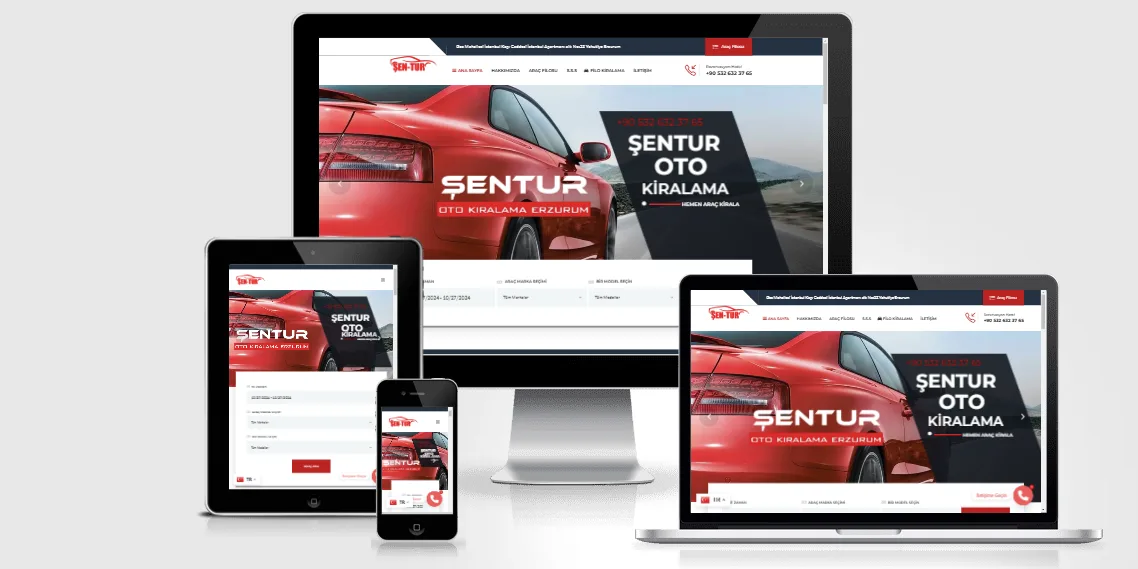 ŞENTUR Oto Kiralama web tasarım projesi