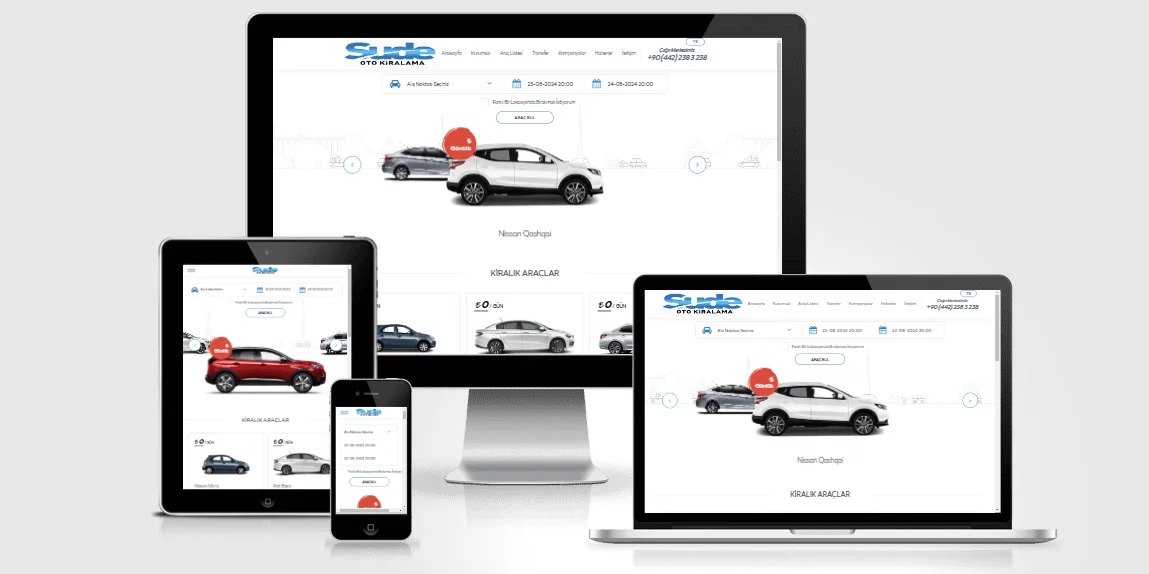 Sude Oto Kiralama web tasarım projesi